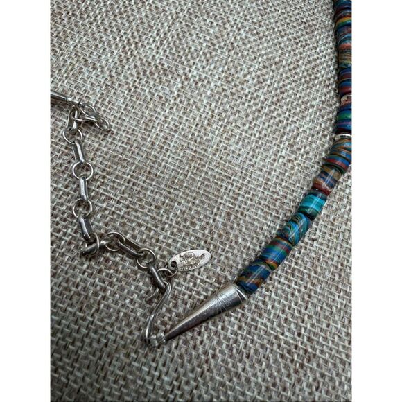 Sterling Silver Santo Domingo Pueblo Mosaic Heishi Necklace – Multicolor Artisan - Picture 5 of 11